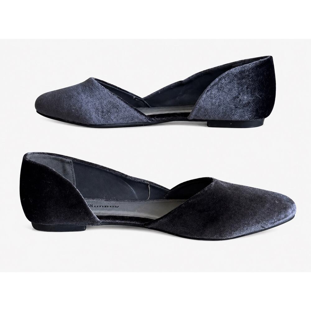 CL by Laundry Wn’s Sz 8 Velvet D’Orsay Flats Gray Balletcore Pointed Toe Luxury